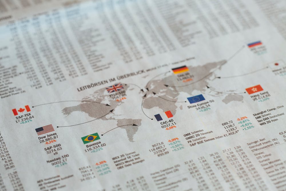 Flags of Germany EU and France in newspaper