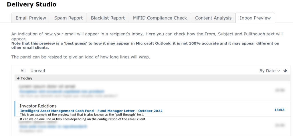 Email Preview for Pull Through Text